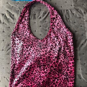 Y2K pink cheetah print top
